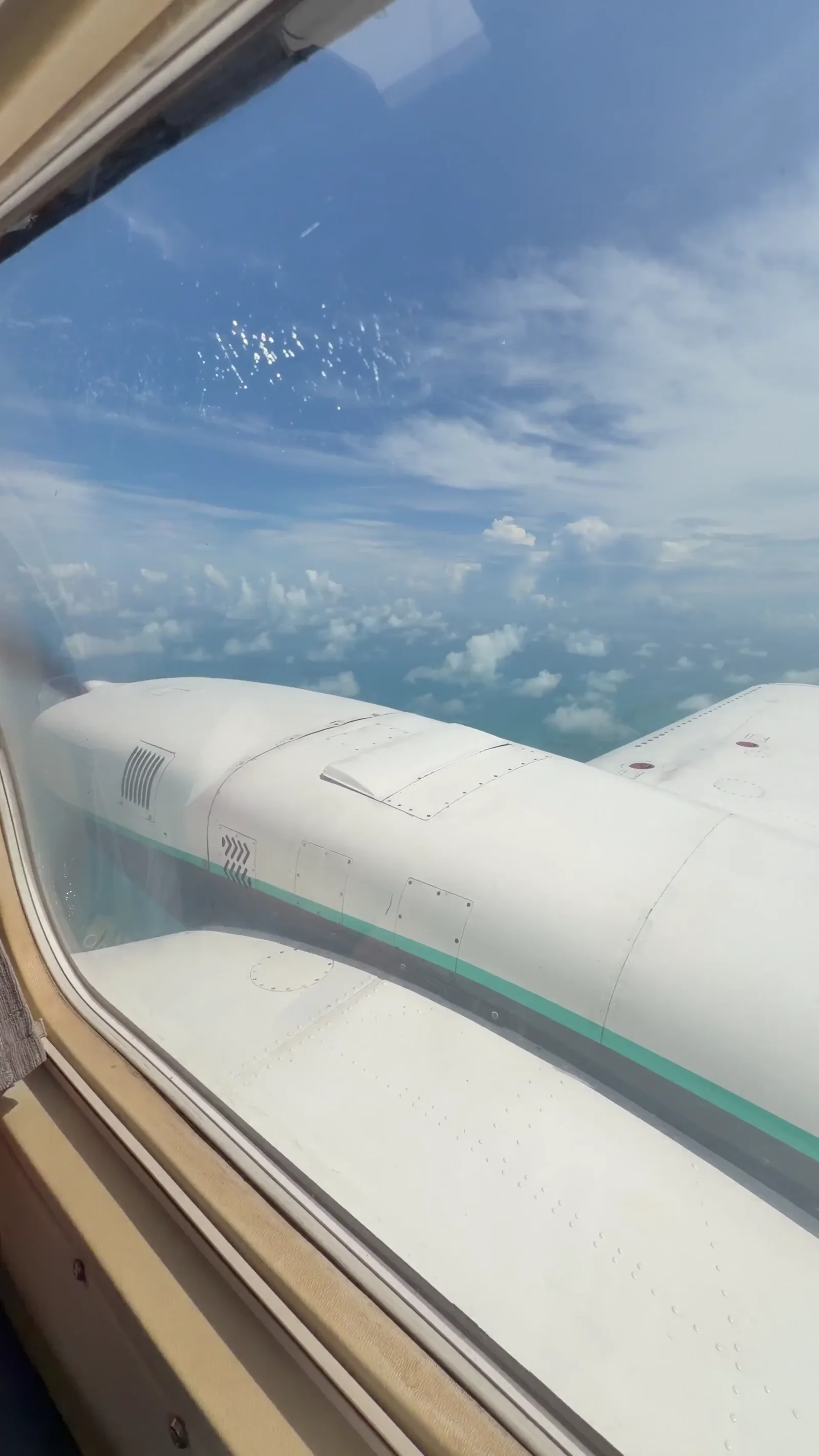 Turquoise water from the plane window