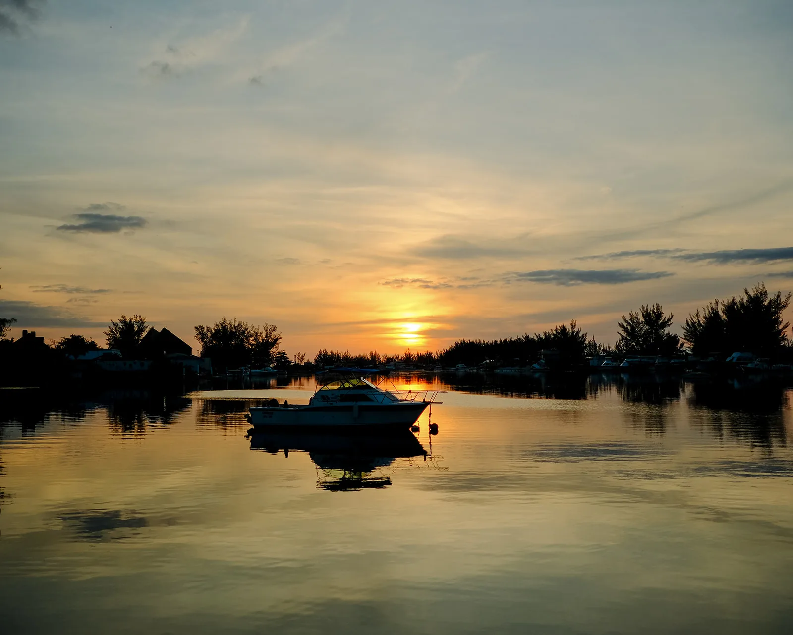 Sunset over the calm bay