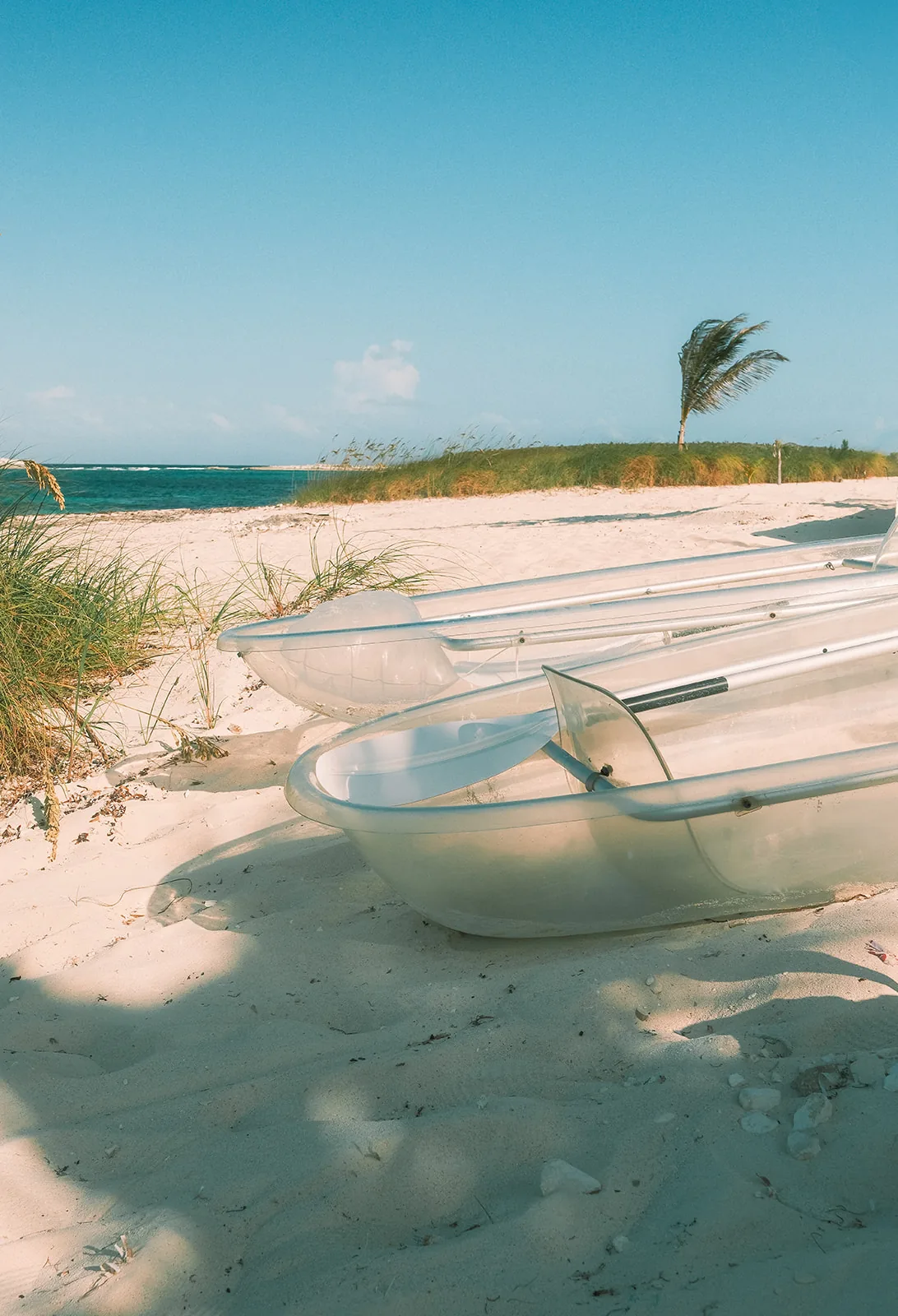 Skiffs pulled up on the sand