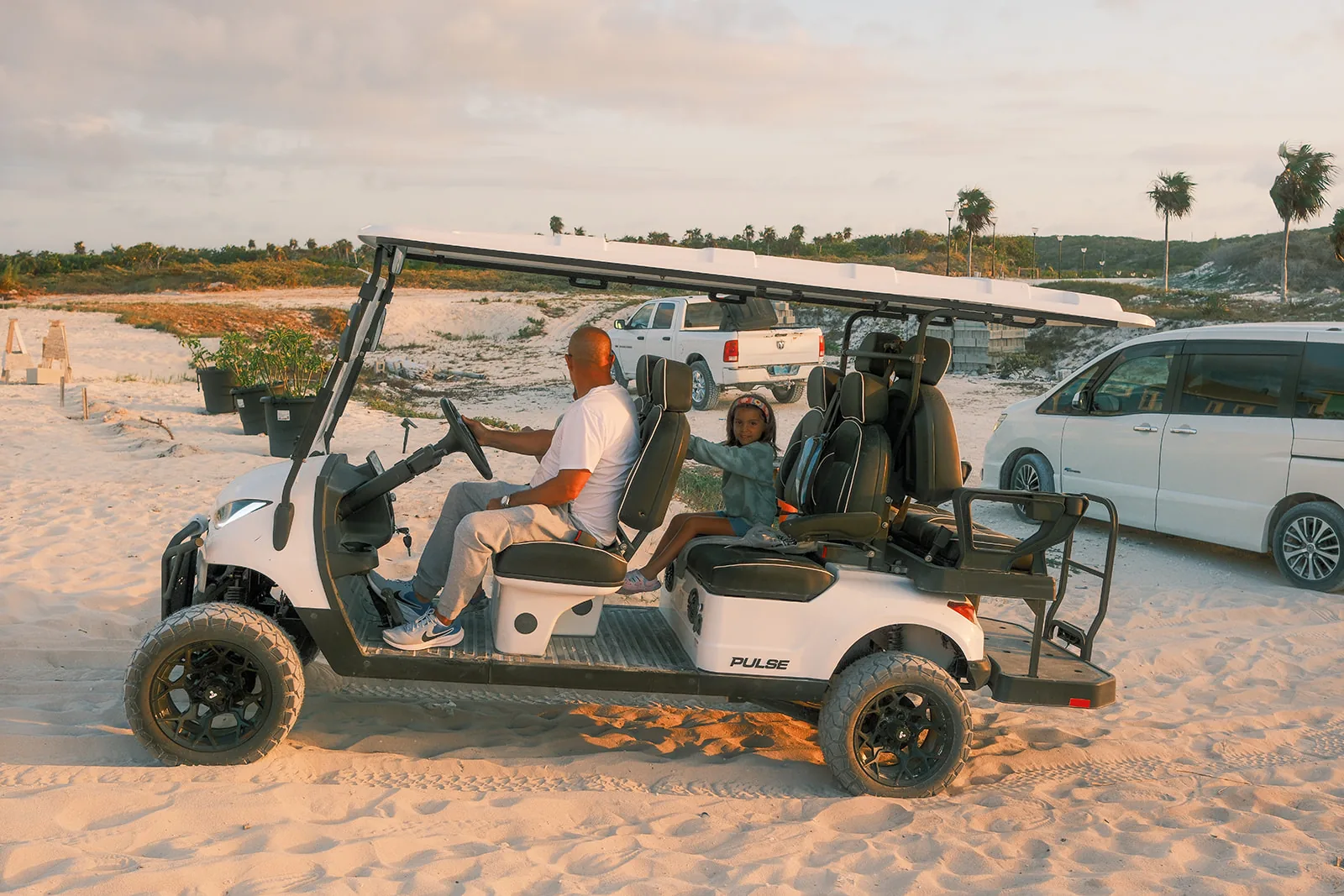 The golf-cart ride to the villas